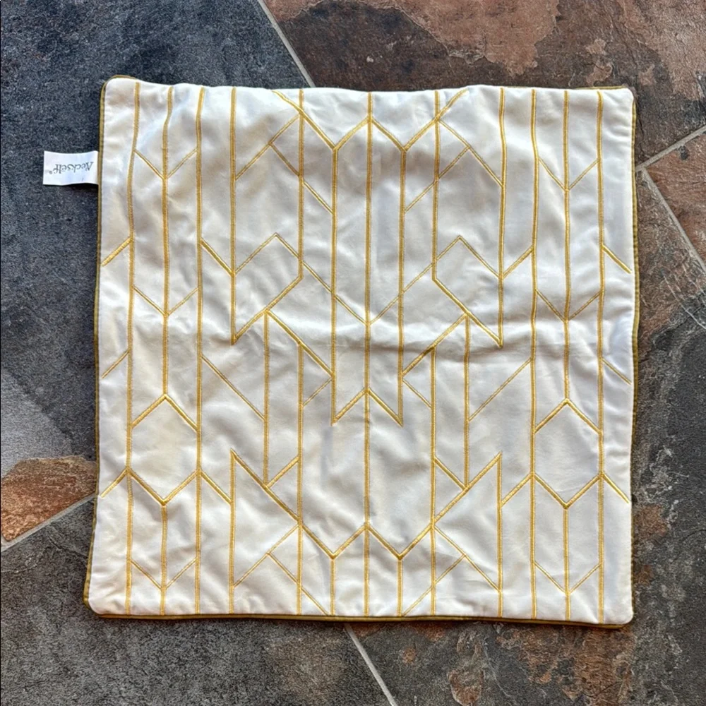 Gold and Cream Geometric Pillow Covers